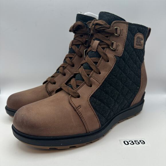 SOREL Women's 12 Evie II Lace Plus WP Tobacco/Black Boots - Picture 1 of 6